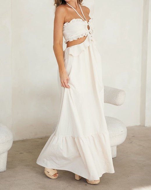 The Willow Dress: Cut Out White Maxi Dress - MomQueenBoutique