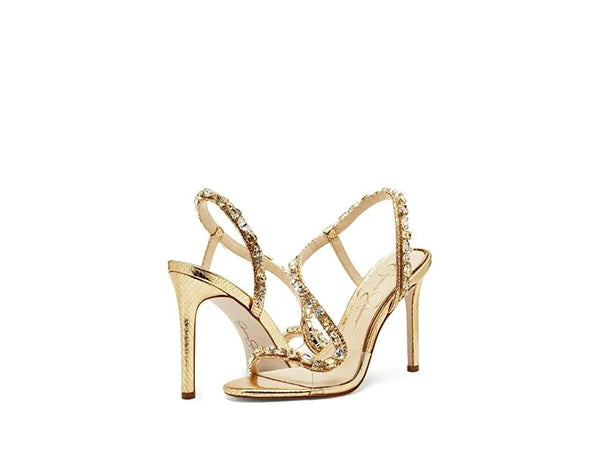 The After Party Heels: Gold Strapy Sandal With Crystal Embellishments - MomQueenBoutique