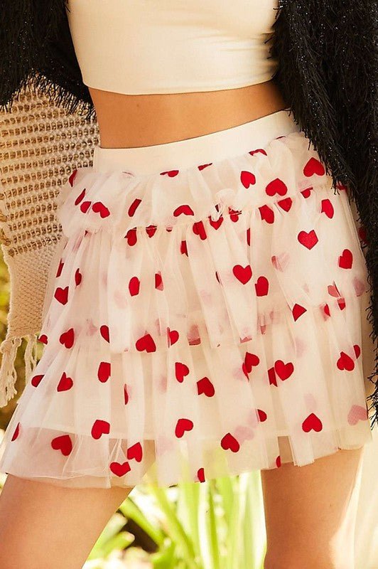 The Cupid Skirt: Mesh Heart Layered Skirt - MomQueenBoutique