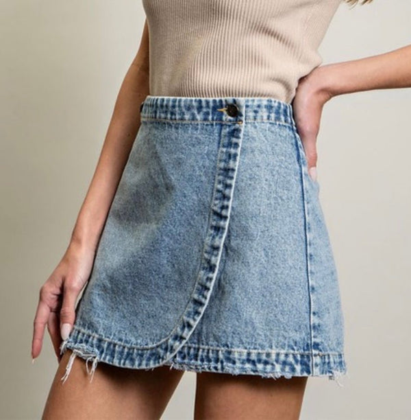 The Dolly Skirt: Denim Wrap Skirt - MomQueenBoutique