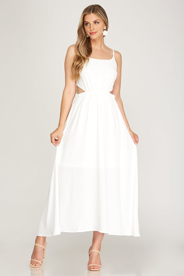 The Tracey Dress: Open Back White Maxi - MomQueenBoutique