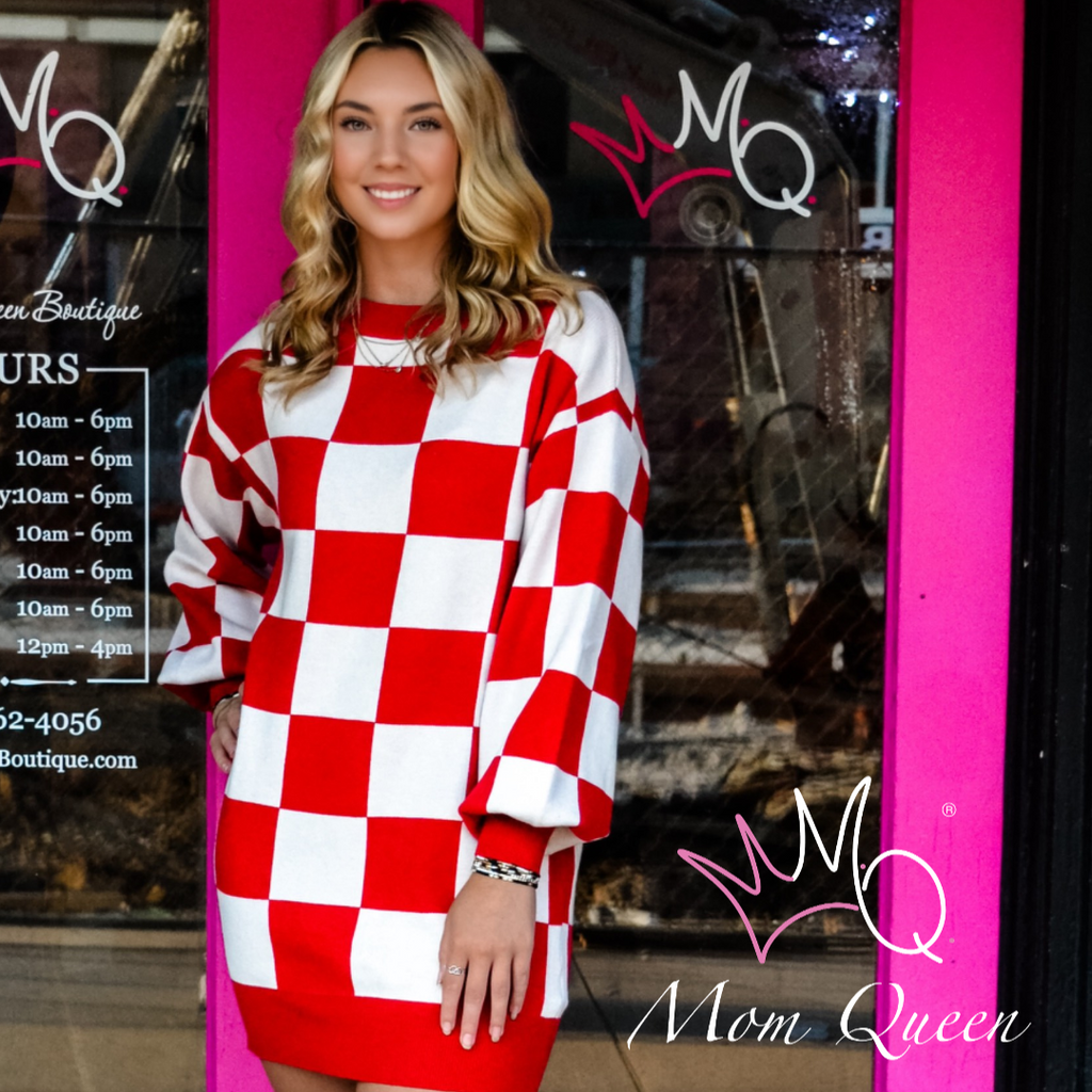 The Caroline Sweater Dress: Loose Fit Checkered Knitted Sweater Dress Extra large The Caroline Sweater Dress: Loose Fit Checkered Knitted Sweater Dress Extra large
