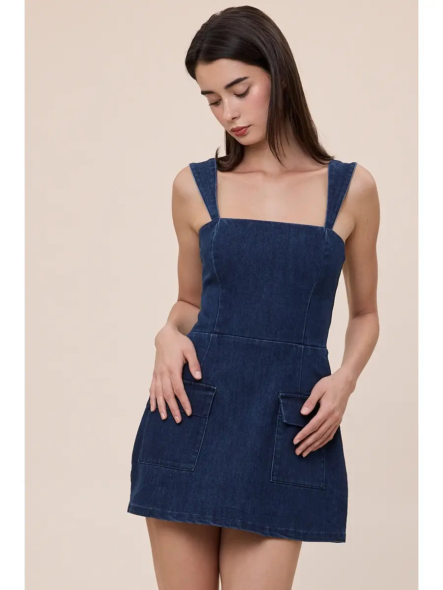 Mellie Denim Romper Mini Dress