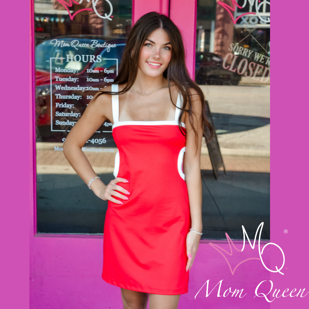 red romper dress The Remi Dress: Red Back Cut Out Athletic Romper Dress Large