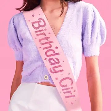 Birthday Girl Sash: Pink Birthday Girl Sash - MomQueenBoutique