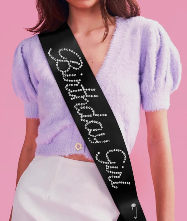 Birthday Girl Sash: Rhinestone Black Birthday Girl Sash - MomQueenBoutique