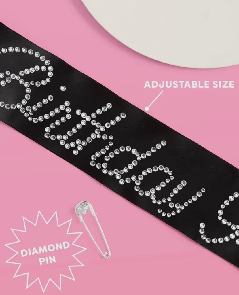 Birthday Girl Sash: Rhinestone Black Birthday Girl Sash - MomQueenBoutique