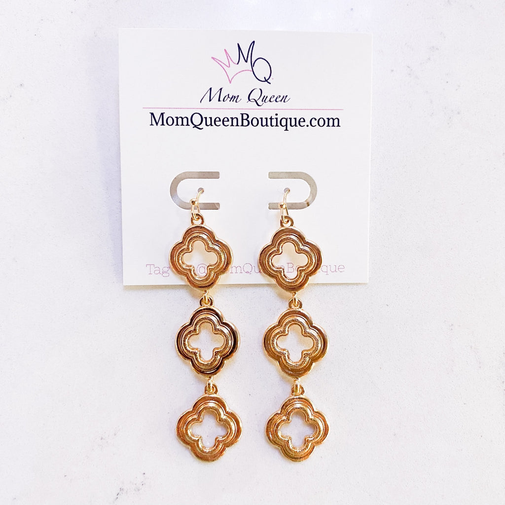 #CloverInGold Earrings - MomQueenBoutique