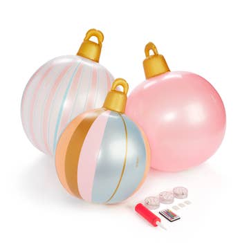 Deck The Halls With Balls: 30" Large Light - up Inflatable Christmas Holiday Balls - MomQueenBoutique