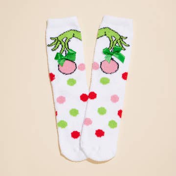 Grinchmas Fuzzy Sock Gift Set: Grinch Sock Gift Set - MomQueenBoutique