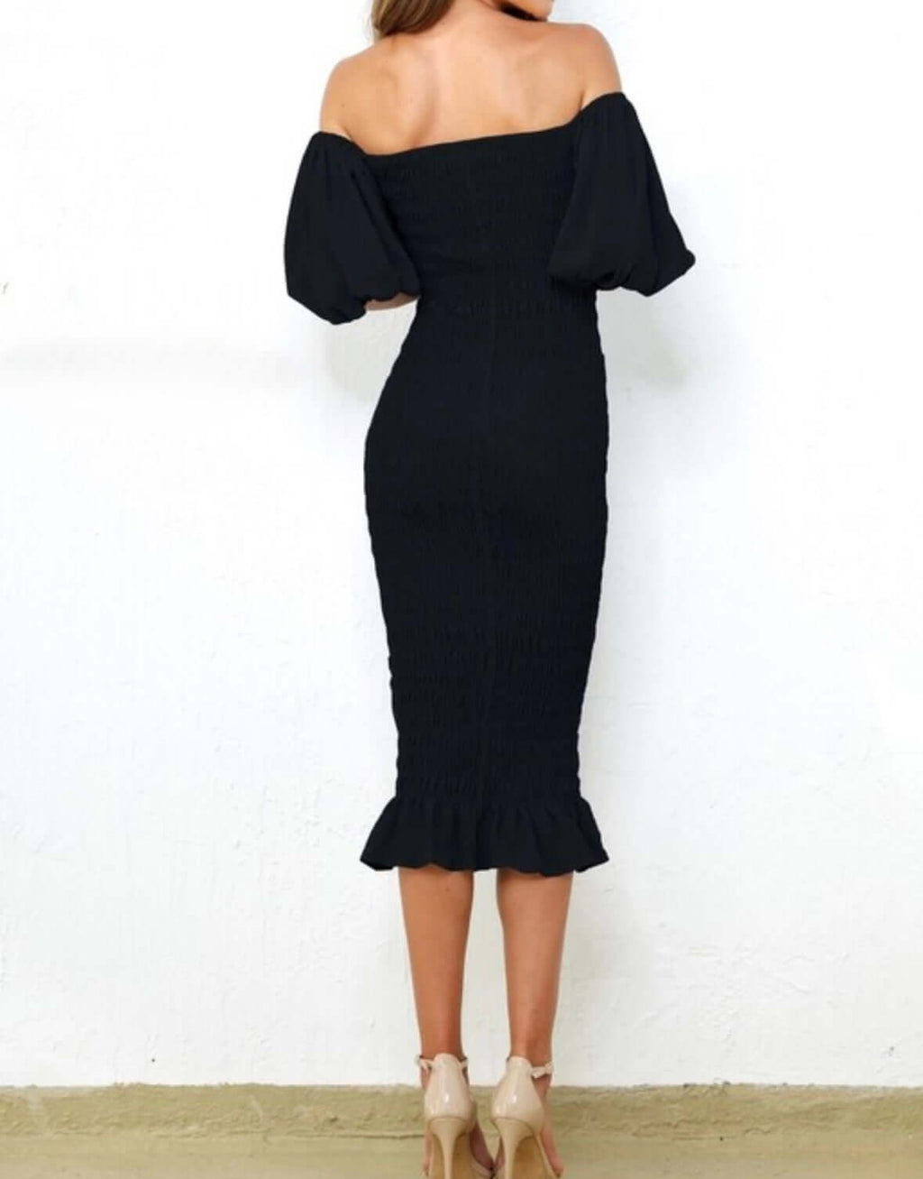 bridgette midi dress Bridgette Mixed Fabric Midi Dress