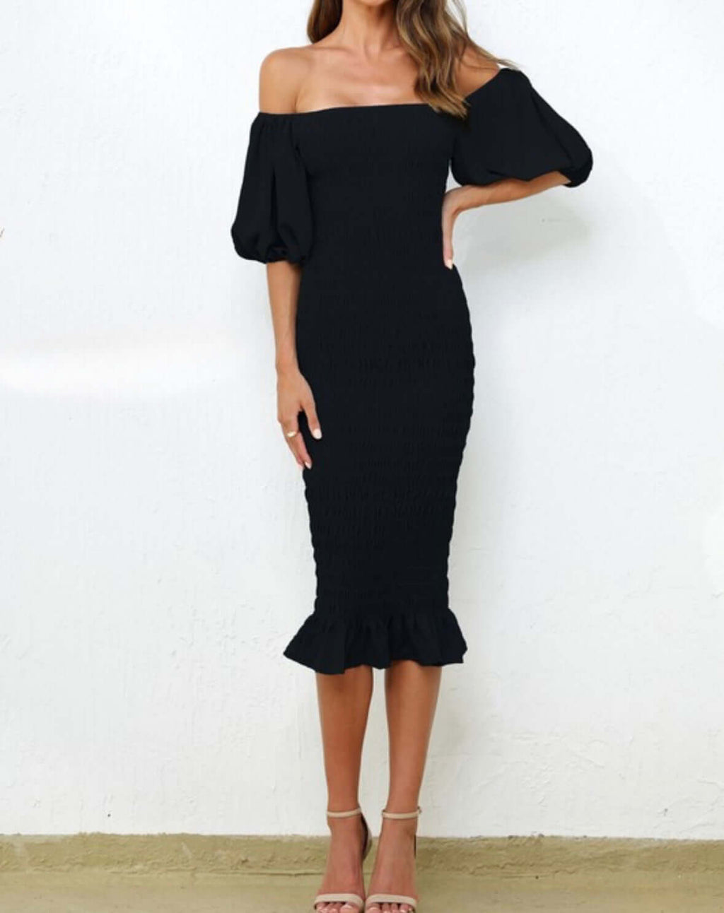 knee length dresses for ladies Bridgette Dress 10 / Black/Celery
