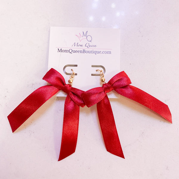 #RubyRedBow Earrings - MomQueenBoutique