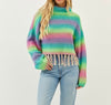 The Addie Sweater: Colorful Striped Sweater With Fringe - MomQueenBoutique