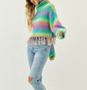 The Addie Sweater: Colorful Striped Sweater With Fringe - MomQueenBoutique