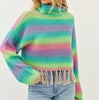 The Addie Sweater: Colorful Striped Sweater With Fringe - MomQueenBoutique