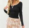 The Adriana Top" Long Sleeve Knit Bow Top - MomQueenBoutique