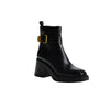 The Adriel Bootie: Black Casual Bootie With Gold Buckle - MomQueenBoutique