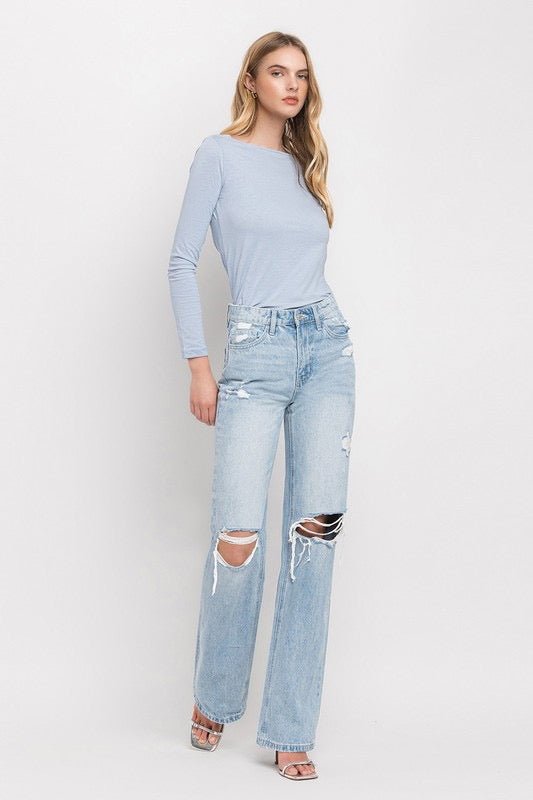 The Ainsley Jeans: Light Wash Wide Leg Jeans - MomQueenBoutique