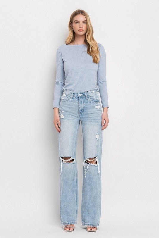 The Ainsley Jeans: Light Wash Wide Leg Jeans - MomQueenBoutique