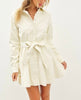 The Andrea Dress: Cream Pleather Button Up Dress - MomQueenBoutique