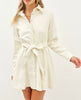 The Andrea Dress: Cream Pleather Button Up Dress - MomQueenBoutique