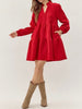 The Angela Dress: Red Quilted Long Sleeve Short Dress With Pockets - MomQueenBoutique