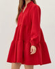 The Angela Dress: Red Quilted Long Sleeve Short Dress With Pockets - MomQueenBoutique