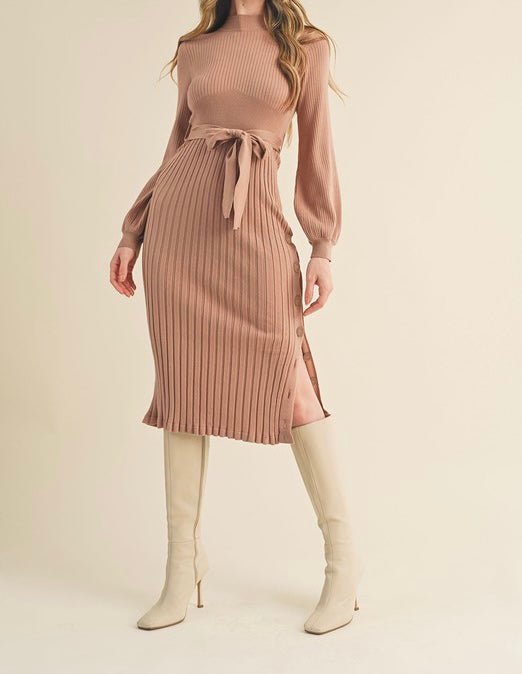 The Annabelle Sweater Dress: Midi Length Sweater Dress - MomQueenBoutique