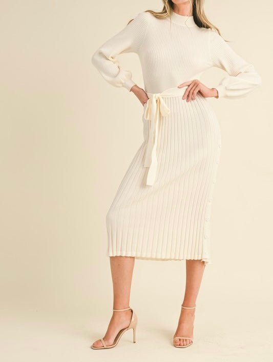 The Annabelle Sweater Dress: Midi Length Sweater Dress - MomQueenBoutique