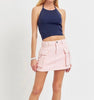 The Anne Skort: Pink Denim Cargo Skort - MomQueenBoutique