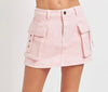 The Anne Skort: Pink Denim Cargo Skort - MomQueenBoutique