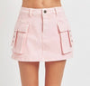 The Anne Skort: Pink Denim Cargo Skort - MomQueenBoutique