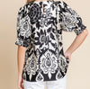 The Avery Blouse: Black & White Floral Print Blouse - MomQueenBoutique