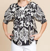 The Avery Blouse: Black & White Floral Print Blouse - MomQueenBoutique