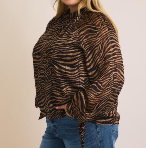 The Beth Blouse: Long Sleeve Animal Print Blouse - MomQueenBoutique