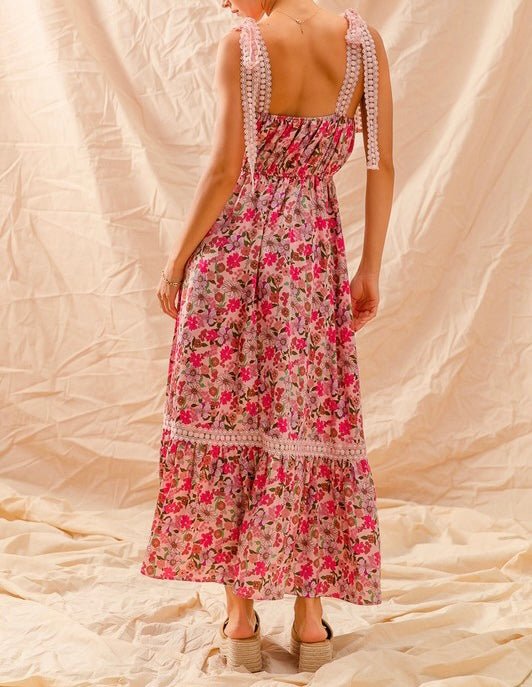 The Betty Dress: Floral Maxi With Lace Straps - MomQueenBoutique