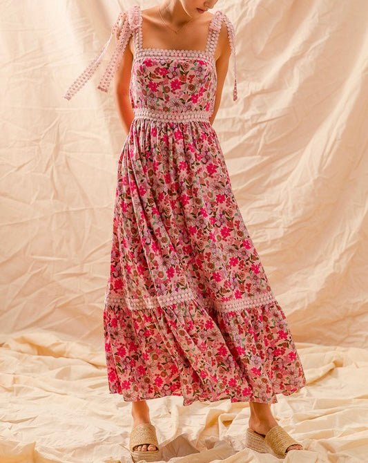 The Betty Dress: Floral Maxi With Lace Straps - MomQueenBoutique