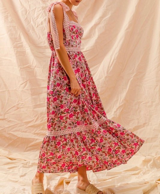 The Betty Dress: Floral Maxi With Lace Straps - MomQueenBoutique