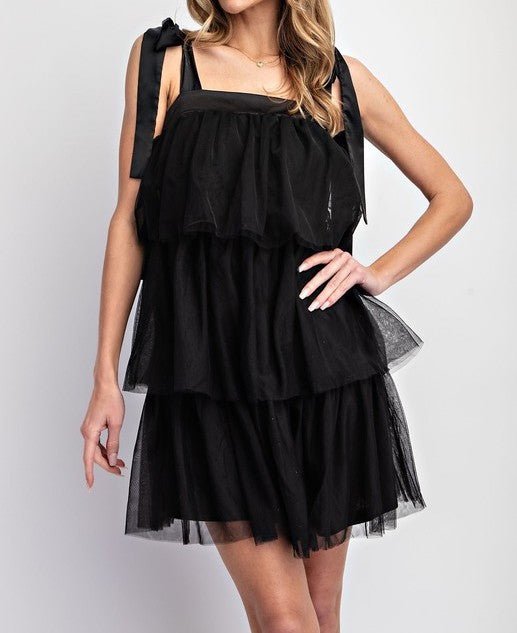 The Bianca Dress: Black Tulle Mini Dress - MomQueenBoutique