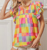 The Brielle Top: Bright Multicolored Ruffled Sleeveless Top - MomQueenBoutique