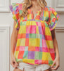 The Brielle Top: Bright Multicolored Ruffled Sleeveless Top - MomQueenBoutique