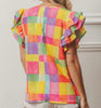 The Brielle Top: Bright Multicolored Ruffled Sleeveless Top - MomQueenBoutique