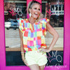 The Brielle Top: Bright Multicolored Ruffled Sleeveless Top - MomQueenBoutique