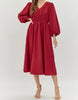 The Brylee Dress: Long Sleeve Red Maxi Dress With Pockets - MomQueenBoutique