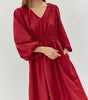 The Brylee Dress: Long Sleeve Red Maxi Dress With Pockets - MomQueenBoutique