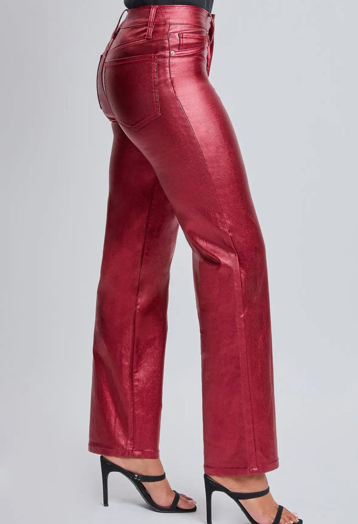 The Candy Pants: Red Pleather Metallic Pants - MomQueenBoutique