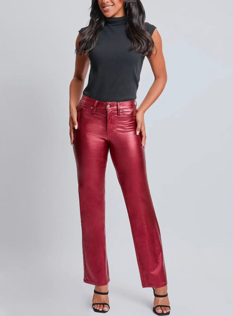 The Candy Pants: Red Pleather Metallic Pants - MomQueenBoutique