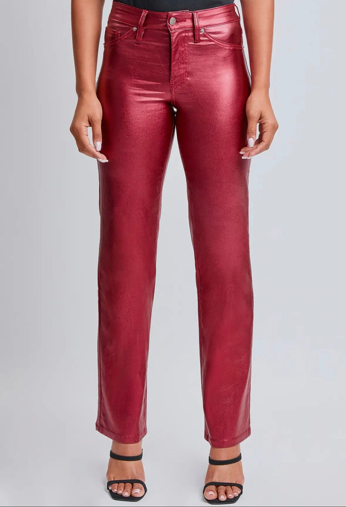 The Candy Pants: Red Pleather Metallic Pants - MomQueenBoutique