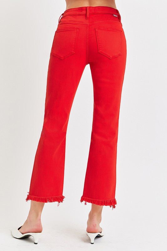 The Cardinal Jeans: Red Cropped Jeans - MomQueenBoutique